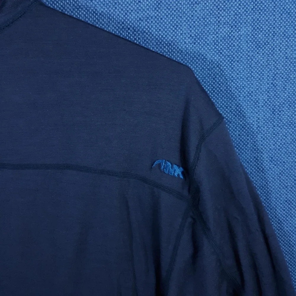 Mountain Khakis Merino Wool Sweater Mens XL Blue Outdoor Hiking Pullover 1/4 Zip